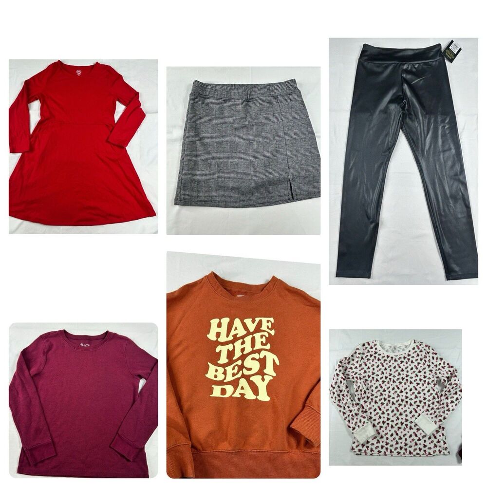 Girls Clothes Lot Sz Large 10-12 Long Sleeve Dress School Skirt Pants Sweatshirt